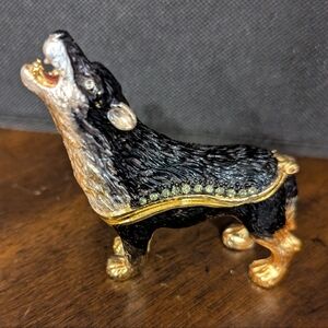 Objet D'Art #21 "Tundra” North American Wolf Handmade Jeweled Trinket Box